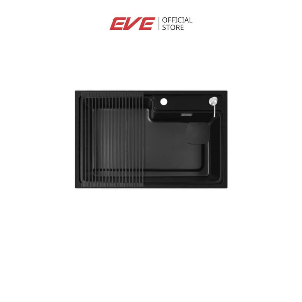 อ่างล้างจานหินแกรนิต 1 หลุม EVE PHILIP 800/520 BLACK ขนาด 80 ซม. สีดำ_8
